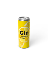 Gin s citronovým tonikem v zakázkové plechovce