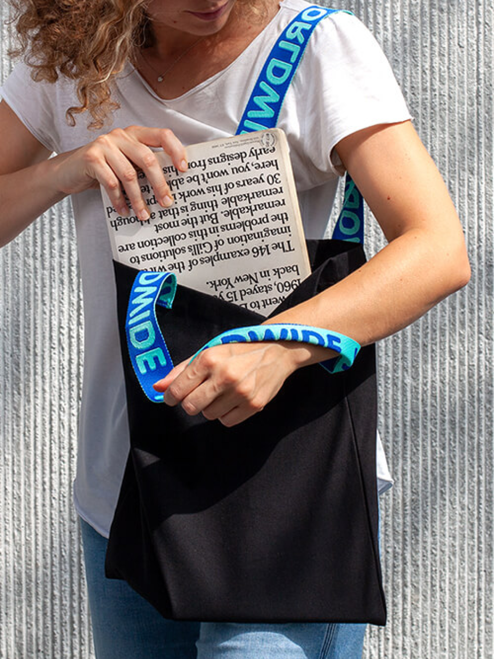 Bavlněná taška Jacquie s žakárovými uchy, 220 g/m²